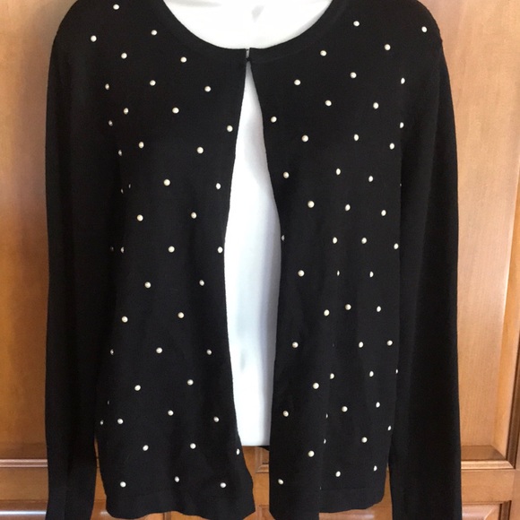 CHRISTINA Cardigan Sweater Black w/ Pearl Embellishments Size M Excellent Cond! - Picture 13 of 13